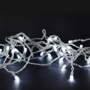 ^ 100 LED ΛΑΜΠ ΣΕ ΣΕΙΡΑ 5cm ΨΥΧΡΟ ΛΕΥΚΟ ΑΝΤΑΠΤ 31VDC & ΕΠΕΚΤ MAX 6ΣΕΤ IP44 5m ΔΙΑΦΑΝΟ ΚΑΛΩΔ