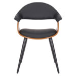 Πολυθρόνα Austen pakoworld PU μαύρο-πόδι καρυδί - Image 2