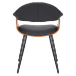 Πολυθρόνα Austen pakoworld PU μαύρο-πόδι καρυδί - Image 4