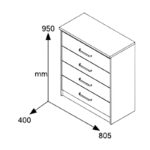 Συρταριέρα OLYMPUS pakoworld με 4 συρτάρια χρώμα wenge 80x40x95εκ - Image 6