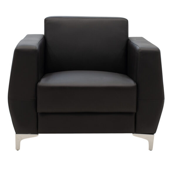 Πολυθρόνα Dermis pakoworld inox-τεχνόδερμα μαύρο 88x75x75εκ - Image 2