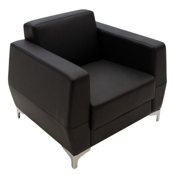 Πολυθρόνα Dermis pakoworld inox-τεχνόδερμα μαύρο 88x75x75εκ - Image 3