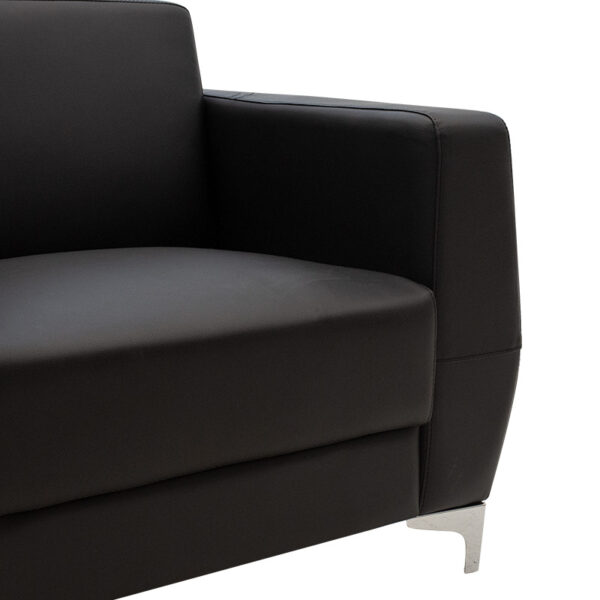 Πολυθρόνα Dermis pakoworld inox-τεχνόδερμα μαύρο 88x75x75εκ - Image 4