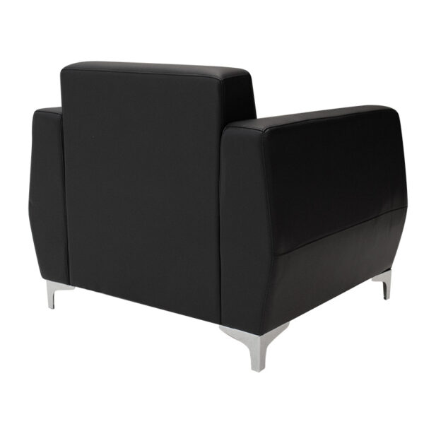 Πολυθρόνα Dermis pakoworld inox-τεχνόδερμα μαύρο 88x75x75εκ - Image 6