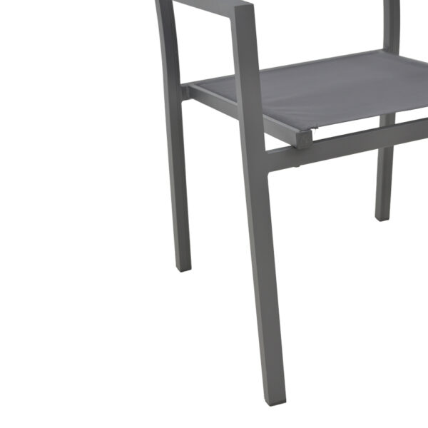 Πολυθρόνα Moly pakoworld  ανθρακί αλουμίνιο-textilene 61x56.5x87.5εκ - Image 8