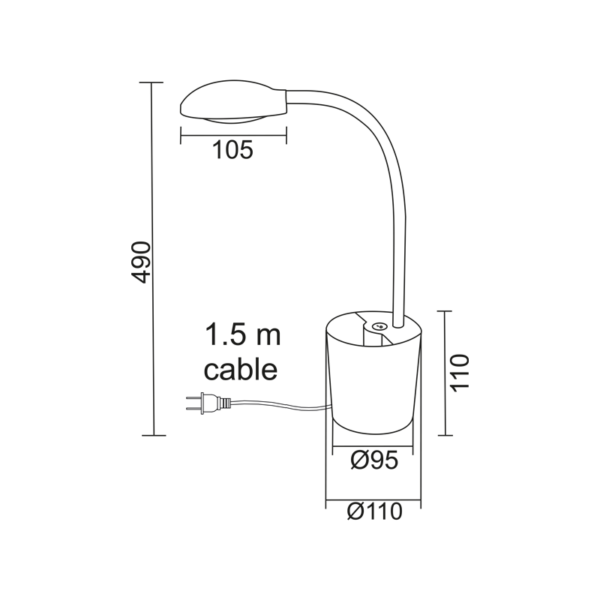 NETTO LED Φ/Σ ΓΡΑΦΕΙΟΥ 5W 4000Κ ΜΟΛΥΒΟΘΗΚΗ ΓΚΡΙ 230V Φ11ΧΗ49CM HULLEN - Image 2