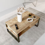 Τραπέζι σαλονιού Honora pakoworld oak-μαύρο 100x60x44,5εκ - Image 3