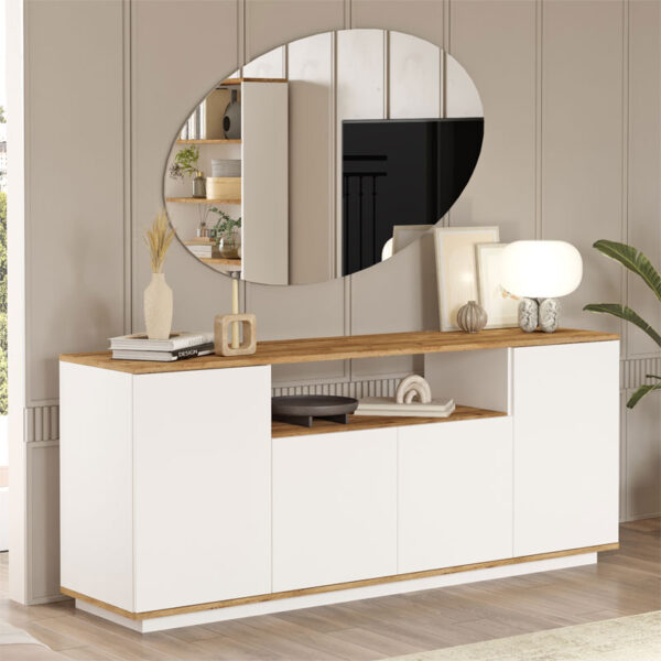 Μπουφές Placefol pakoworld μελαμίνης λευκό-φυσικό 180x44.5x75εκ - Image 2