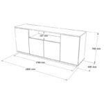 Μπουφές Placefol pakoworld μελαμίνης λευκό-φυσικό 180x44.5x75εκ - Image 4