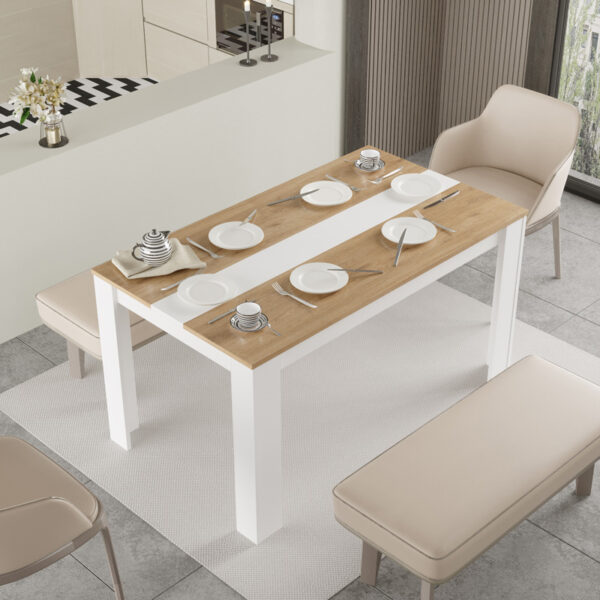 Τραπέζι Sepen pakoworld σε φυσική-λευκή απόχρωση 140x80x74εκ - Image 3