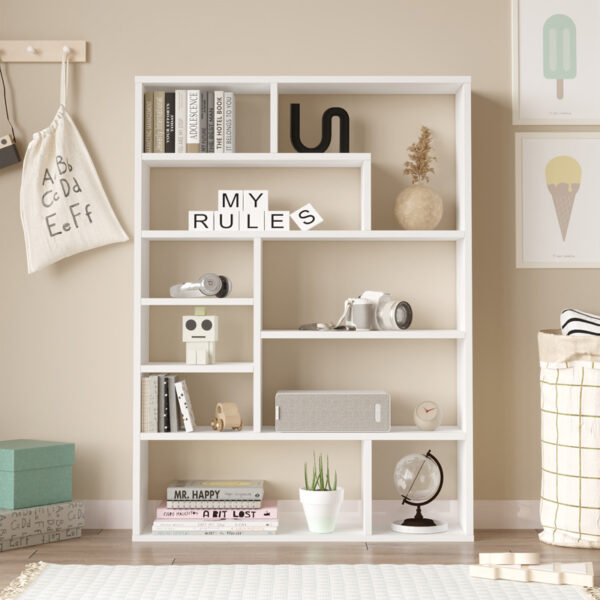Βιβλιοθήκη Decora pakoworld σε λευκη απόχρωση 90x22x123.6εκ - Image 3