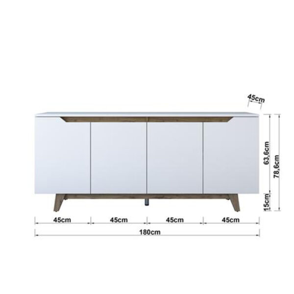 Μπουφές Rafaelo pakoworld λευκό-καρυδί 180x45x78,5εκ - Image 7