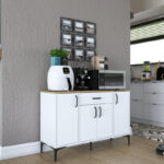 Μπουφές Ubron pakoworld λευκό-καρυδί μελαμίνης 120x40x78.6εκ - Image 2