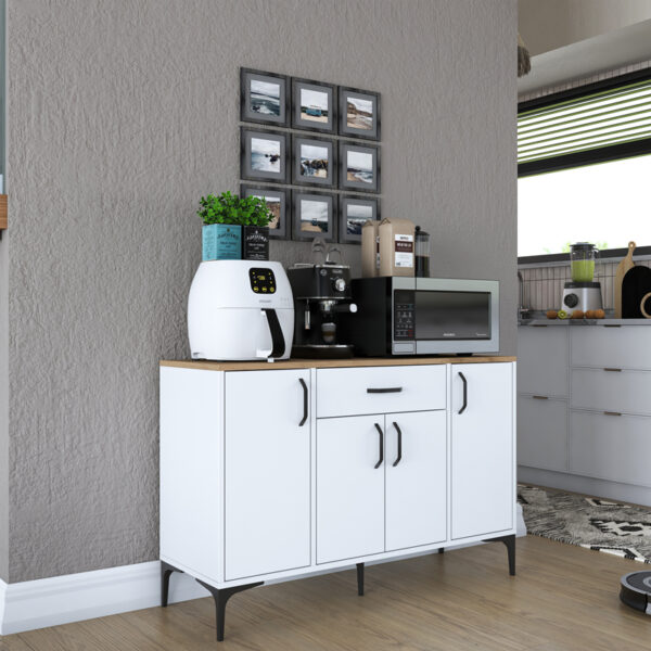 Μπουφές Ubron pakoworld λευκό-καρυδί μελαμίνης 120x40x78.6εκ - Image 2
