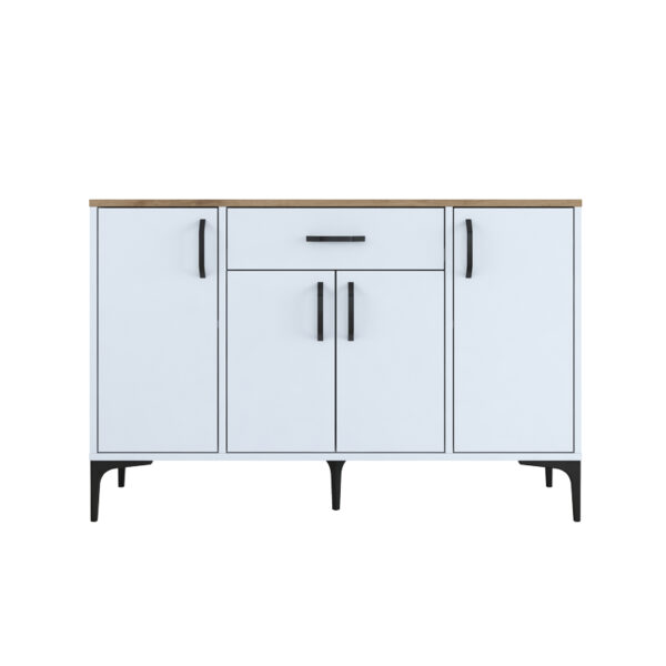 Μπουφές Ubron pakoworld λευκό-καρυδί μελαμίνης 120x40x78.6εκ - Image 3