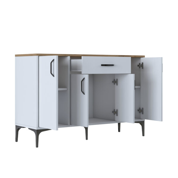 Μπουφές Ubron pakoworld λευκό-καρυδί μελαμίνης 120x40x78.6εκ - Image 5