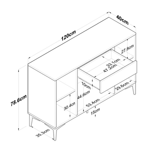 Μπουφές Ubron pakoworld λευκό-καρυδί μελαμίνης 120x40x78.6εκ - Image 6