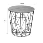 Βοηθητικό τραπέζι Kumi pakoworld mdf επιφάνεια oak και μέταλλο σε μαύρη απόχρωση Φ40x41εκ - Image 3