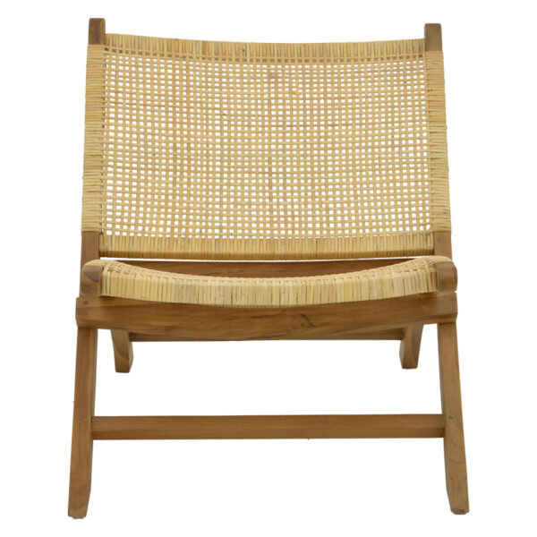 Πολυθρόνα Jerenze pakoworld φυσικό teak ξύλο-φυσικό rattan 65x78x68εκ - Image 4
