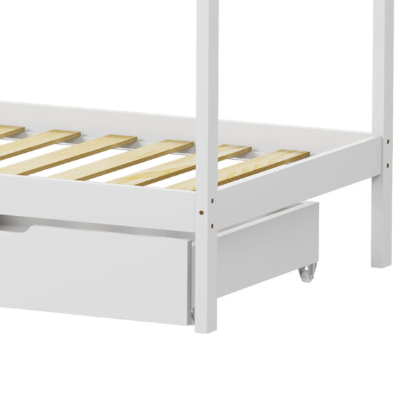 Παιδικό κρεβάτι Mellin τ.Montessori με 2 συρτάρια pakoworld ξύλο πεύκου σε λευκή απόχρωση 90x190εκ - Image 9
