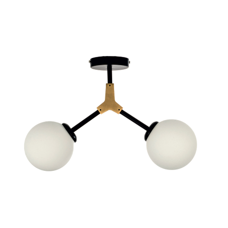 6167-2-GL InLight Κρεμαστό φωτιστικό από μαύρο μέταλλο και λευκή οπαλίνα 2XE27 D:40cm (6167-2-GL)