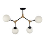 InLight Κρεμαστό φωτιστικό από μαύρο μέταλλο και λευκή οπαλίνα 4XE27 D:60cm (6167-4-GL)