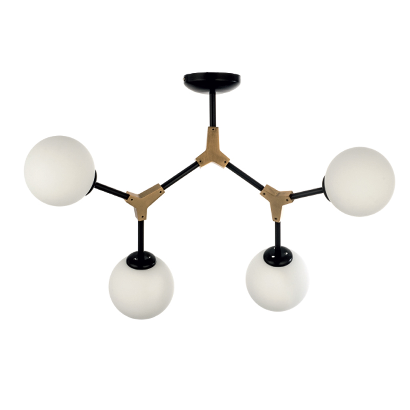 6167-4-GL InLight Κρεμαστό φωτιστικό από μαύρο μέταλλο και λευκή οπαλίνα 4XE27 D:60cm (6167-4-GL)