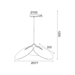 NETTO ΚΡΕΜΑΣΤΟ Φ/Σ 1ΧΕ27 ΦΙΜΕ ΓΥΑΛΙ+ΜΑΥΡΟ ΜΕΤΑΛΛΟ D58XH120CM BLOSSOM - Image 2