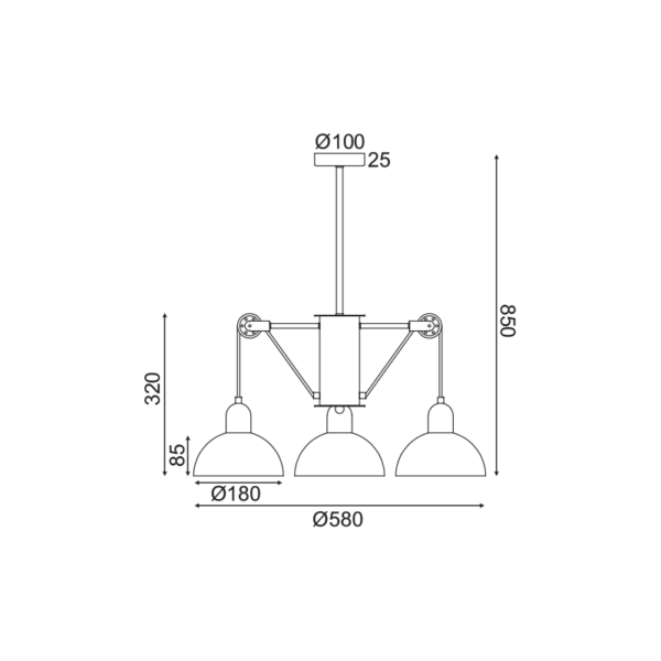 NETTO ΚΡΕΜΑΣΤΟ Φ/Σ 3ΧΕ14 ΓΚΡΙ/ΛΕΥΚΟ ΜΕΤΑΛΛΙΚΟ D58XH85CM CEZANNE - Image 2