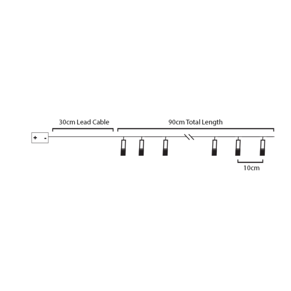 10 MINI LED ΛΑΜΠΑ ΜΠΑΤ (2xΑΑ) ΘΕΡΜ ΛΕΥΚ IP20 90+30cm ΔΙΑΦ ΚΑΛ