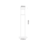 ΚΟΛΩΝΑΚΙ No1032 ΑΛΟΥΜΙΝ. 40CM E27 ΓΚΡΙ  RAL7016M - Image 2