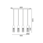 NETTO ΚΡΕΜΑΣΤΟ Φ/Σ 4ΧΕ27 ΛΕΥΚΟ ΜΕΤΑΛΛΙΚΟ 65X8XH120CM LAB - Image 2