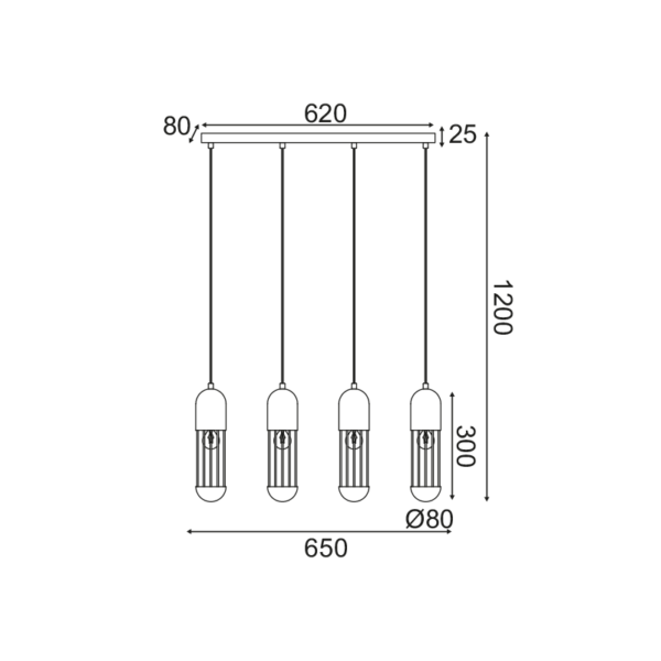 NETTO ΚΡΕΜΑΣΤΟ Φ/Σ 4ΧΕ27 ΛΕΥΚΟ ΜΕΤΑΛΛΙΚΟ 65X8XH120CM LAB - Image 2