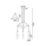 NETTO ΚΡΕΜΑΣΤΟ Φ/Σ 3XGU10 ΟΡΕΙΧΑΛΚΟ ΜΕΤΑΛΛΙΚΟ 56X49XH150CM DA VINCI - Image 2