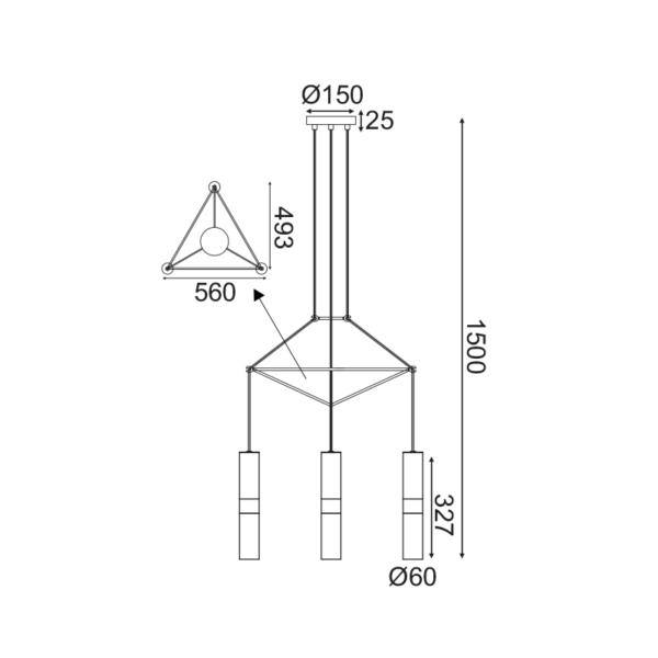 NETTO ΚΡΕΜΑΣΤΟ Φ/Σ 3XGU10 ΛΕΥΚΟ ΜΕΤΑΛΛΙΚΟ 56X49XH150CM DA VINCI - Image 2