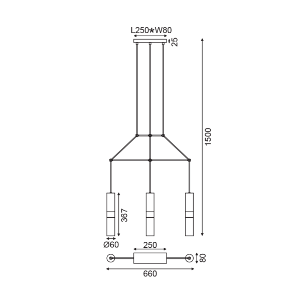 NETTO ΚΡΕΜΑΣΤΟ Φ/Σ 3XGU10 ΜΑΥΡΟ ΜΕΤΑΛΛΙΚΟ 66X8XH150CM DA VINCI - Image 2