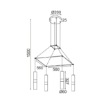 NETTO ΚΡΕΜΑΣΤΟ Φ/Σ 4XGU10 ΟΡΕΙΧΑΛΚΟ ΜΕΤΑΛΛΙΚΟ 56X56XH150CM DA VINCI - Image 3