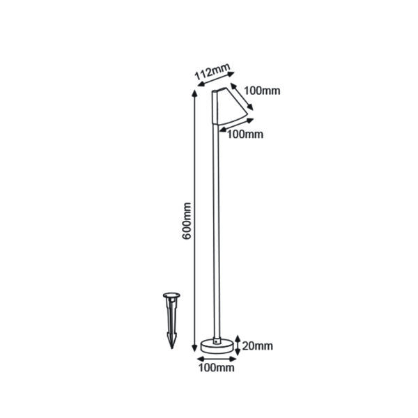 GU10 POST LUMINAIRE 230V AC DARK GREY IP65 MAX.20W WITH SPIKE AND BASE - Image 2