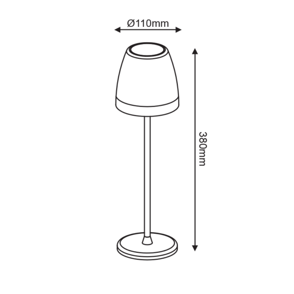 ^LED SMD TABLE BATTERY LUMINAIRE 2W 150LM 38° 3.000K DARK GREY CRI80 IP54 - Image 2
