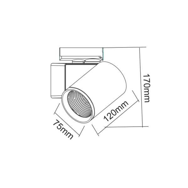 SAND WHITE LED TRACK LUMINAIRE 20W 3000K 1-PHASE 38° 2200LM 230V AC Ra80 5YRS - Image 2