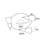 NETTO ΣΠΟΤ ΙΙI ΓΥΑΛΙ ΜΠΡΟΝΖΕ 3Χ40W E14 KAMET - Image 2
