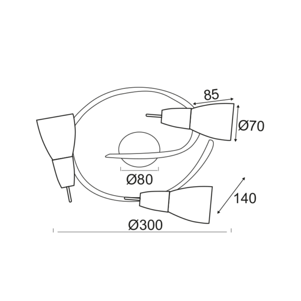 NETTO ΣΠΟΤ ΙΙI ΓΥΑΛΙ ΜΠΡΟΝΖΕ 3Χ40W E14 KAMET - Image 2