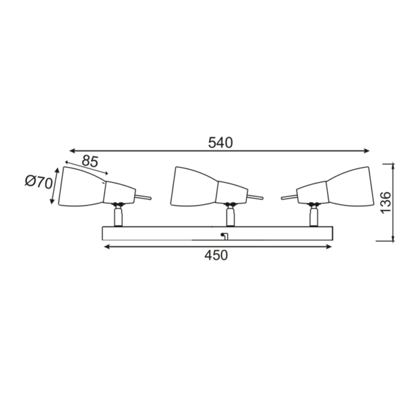 NETTO ΣΠΟΤ ΙΙΙ ΜΠΑΡΑ ΓΥΑΛΙ ΜΠΡΟΝΖΕ 3Χ40W E14 KAMET - Image 2