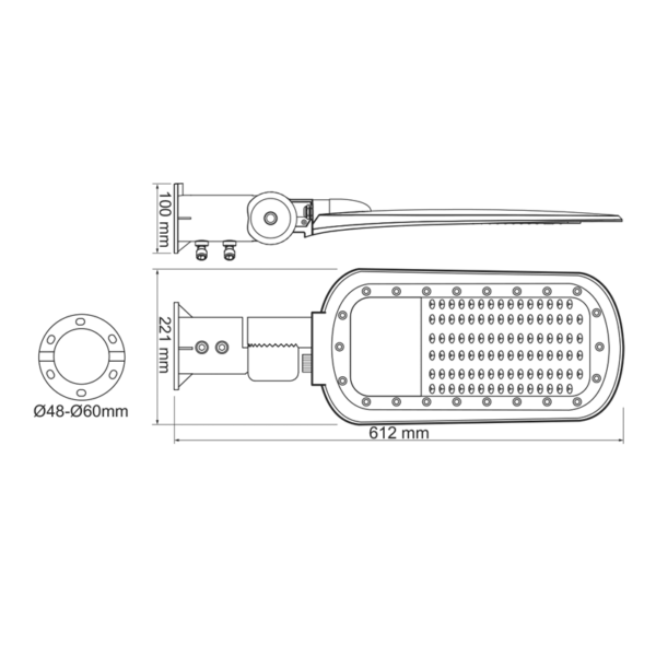 LED STREET LUMINAIRE 150W 20250LM 4000K 140x90˚ CLASS I 230V AC IP66 - Image 3