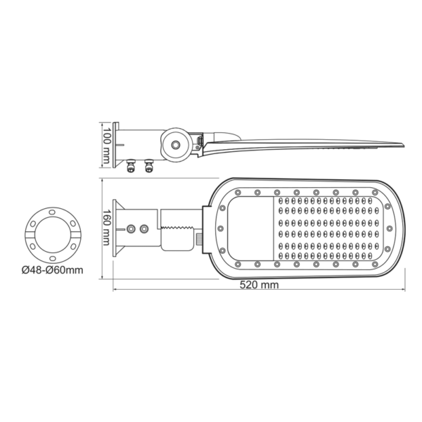 LED STREET LUMINAIRE 40W 5600LM 4000K 140x90˚ CLASS I 230V AC IP66 - Image 3