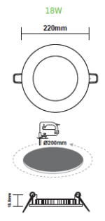 ΛΕΥΚΟ ΣΤΡΟΓΓΥΛΟ LED ΠΑΝΕΛ ΧΩΝΕΥΤΟ 18W 6500K 1800Lm Φ220mm 230V AC Ra80 - Image 2
