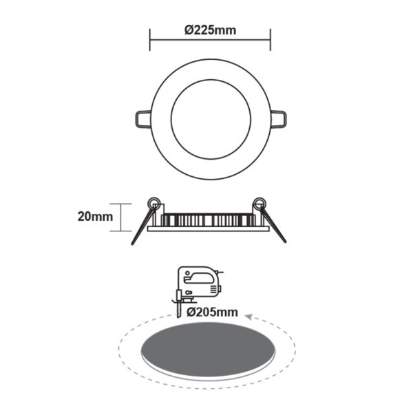 ΝΙΚΕΛ ΜΑΤ ΣΤΡΟΓΓΥΛΟ LED ΠΑΝΕΛ ΧΩΝΕΥΤΟ 18W 6500K 1800Lm Φ220mm 230V AC Ra80 - Image 2