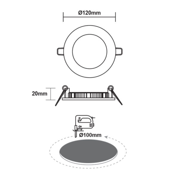 ΛΕΥΚΟ ΣΤΡΟΓΓΥΛΟ LED ΠΑΝΕΛ ΧΩΝΕΥΤΟ 6W 4000K 470Lm Φ119mm 230V AC Ra80 - Image 2