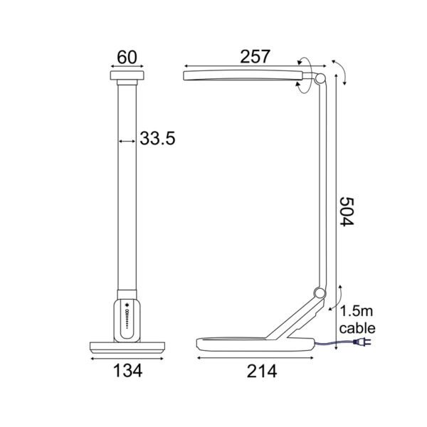 ΕΠΙΤΡΑΠΕΖΙΟ Φ/Σ LED 10W 800LM FRITZ ΛΕΥΚΟ CCT+DIMMABLE+TOUCH SWITCH+USB CHARGER - Image 2