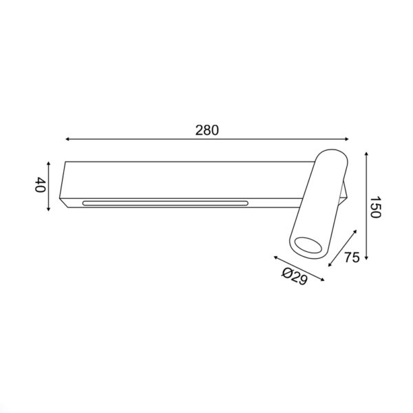 ΕΠΙΤΟΙΧΟ Φ/Σ LED 12W 3200K 980LM HERMES ΜΑΥΡΟ ΜΕΤ/ΚΟ 28Χ11Χ8CM ΔΕΞΙΑ - Image 2